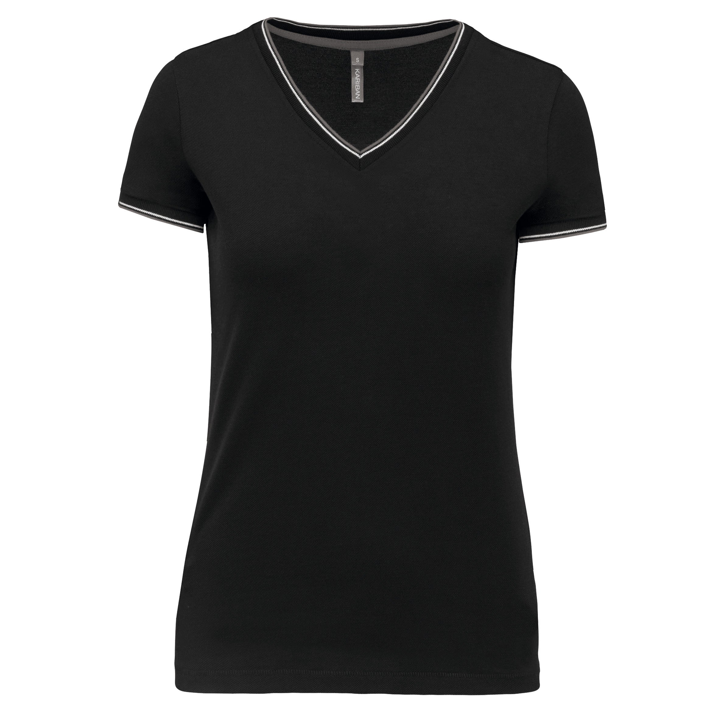 T-SHIRT MAILLE PIQUÉE COL V FEMME