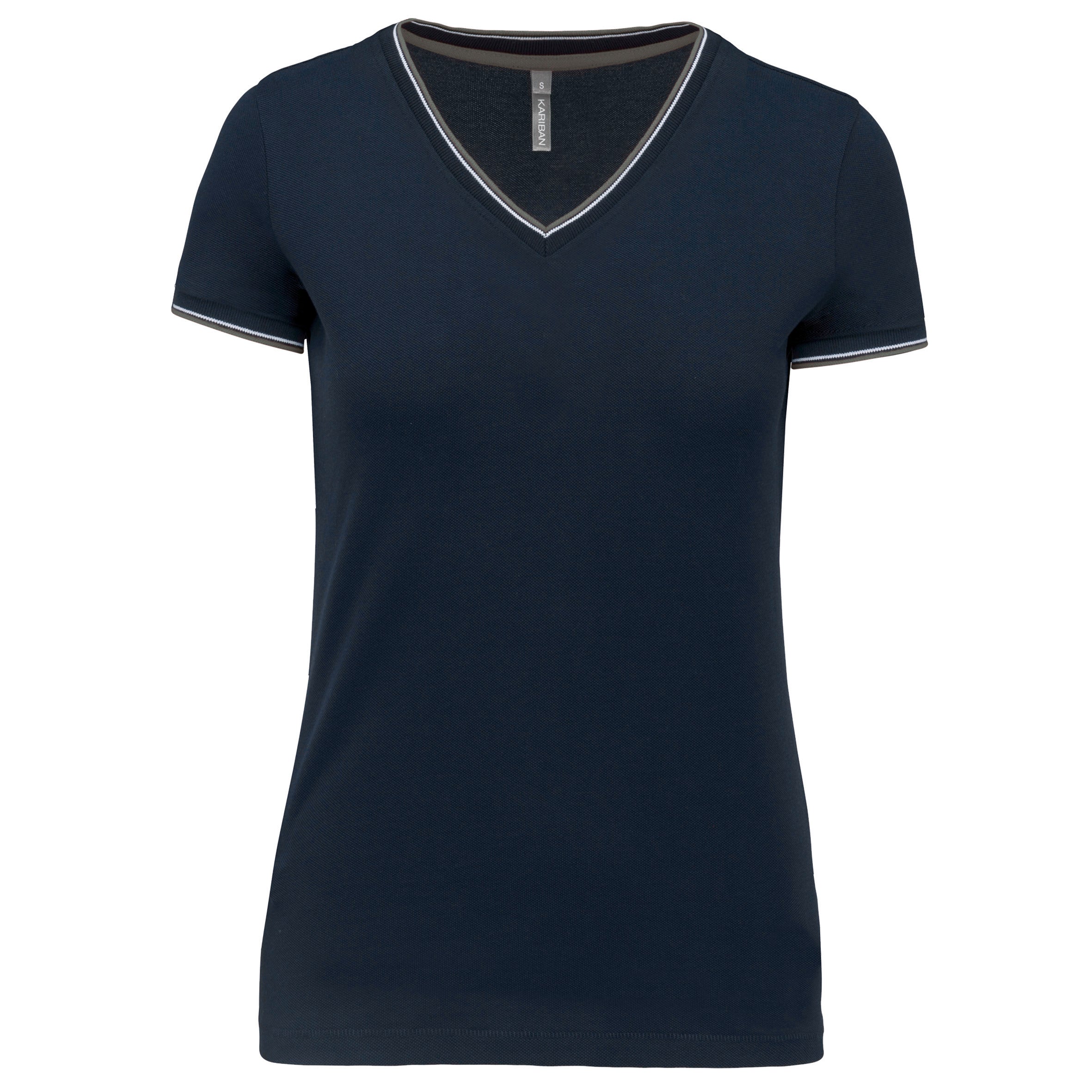 T-SHIRT MAILLE PIQUÉE COL V FEMME