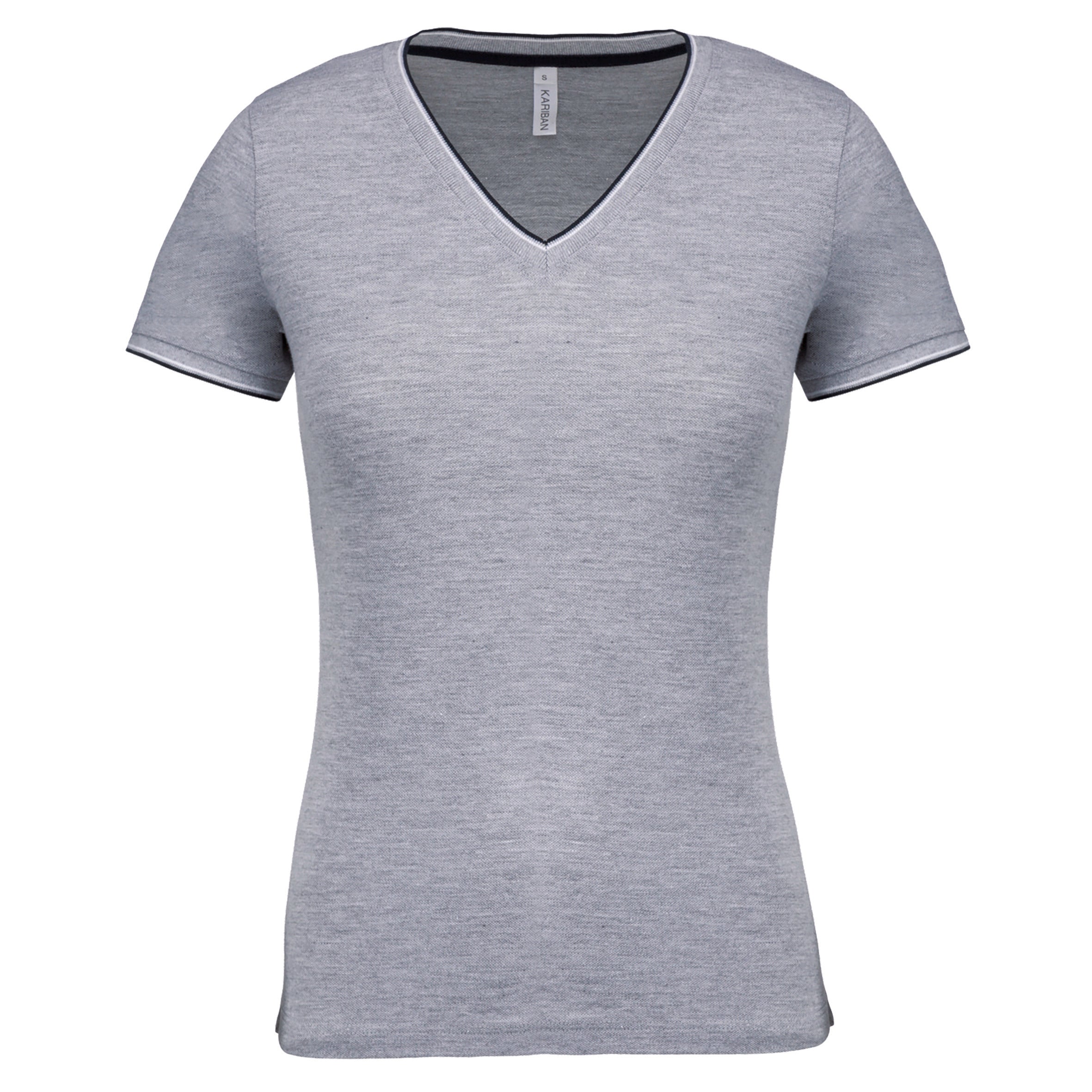 T-SHIRT MAILLE PIQUÉE COL V FEMME