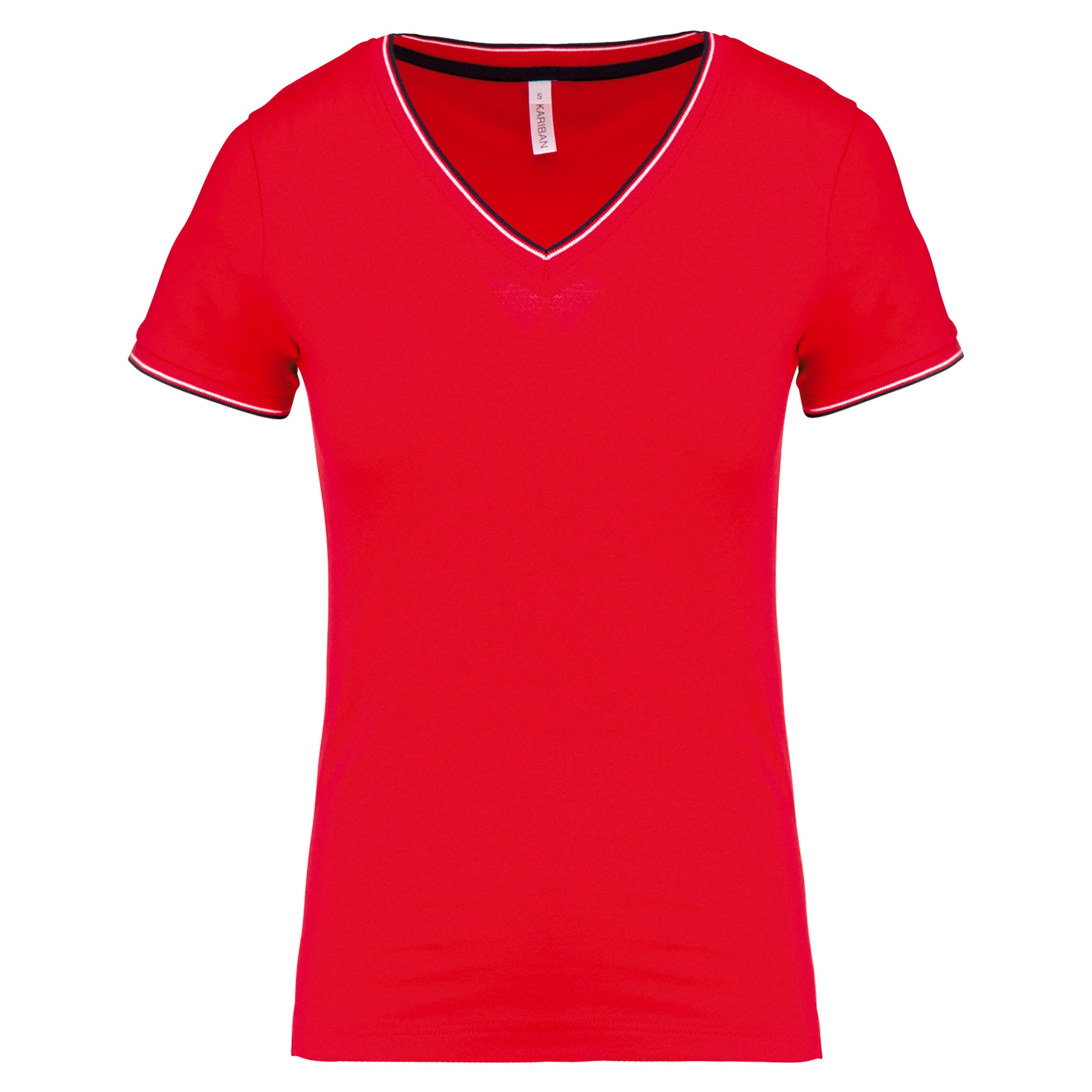 T-SHIRT MAILLE PIQUÉE COL V FEMME