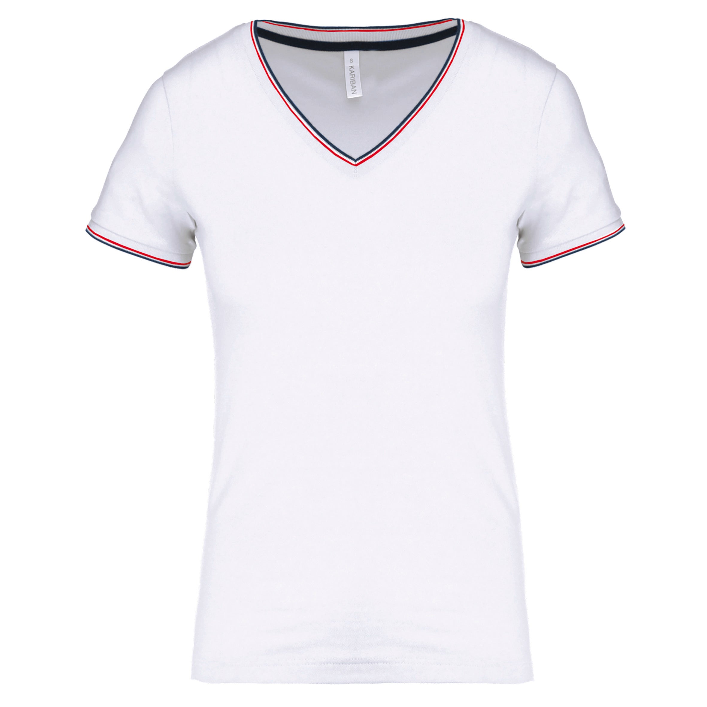 T-SHIRT MAILLE PIQUÉE COL V FEMME